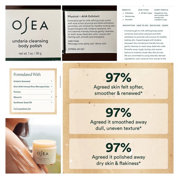 2 pc ÓSEA Undaria Cleansing Body Polish & Undaria Algea Body Butter - Picture 1 of 7